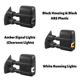 Black Power Heated Tow Mirrors for 2003-2016 Ford F250/F350/F450/F550 w/Led Running and Turn Light
